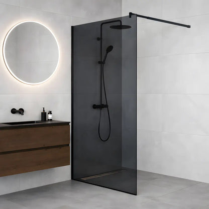 Paravan duș Walk-In 90x195 cm, sticlă securizată 8 mm, gri, profil metalic rezistent