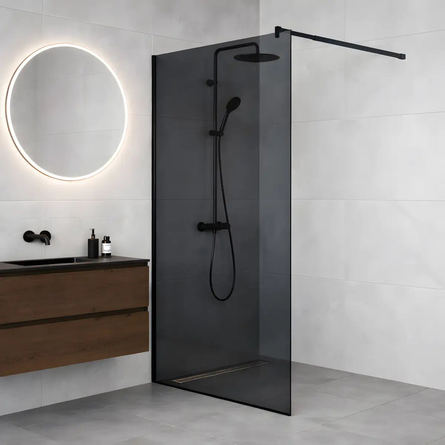 Paravan duș Walk-In 90x195 cm, sticlă securizată 8 mm, gri, profil metalic rezistent