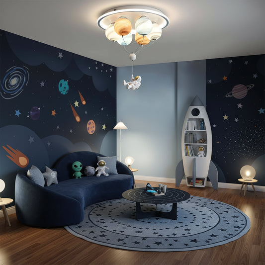 Żyrandol LED ASTRONAUT z pilotem, 51W, światło zimne/ciepłe/neutralne, biały niebieski