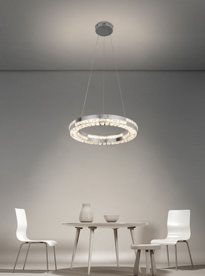 Żyrandol LED CC23007/500CH, średnica 50 cm, wysokość 120 cm, IP20, światło zimne/neutralne/ciepłe, możliwość przyciemniania, srebrny, kryształ, stal