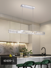Żyrandol LED CC40409/1CH, średnica 85 cm, wysokość 120 cm, IP20, światło zimne/neutralne/ciepłe, możliwość przyciemniania, srebrny, kryształ, stal