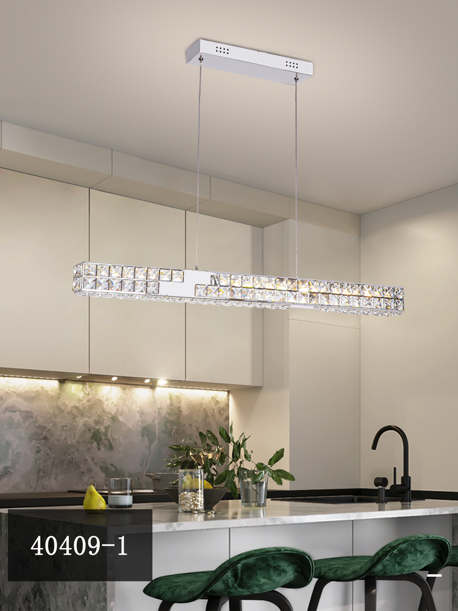 Żyrandol LED CC40409/1CH, średnica 85 cm, wysokość 120 cm, IP20, światło zimne/neutralne/ciepłe, możliwość przyciemniania, srebrny, kryształ, stal