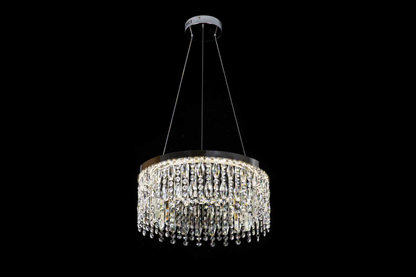 Żyrandol LED CC41003/400CH, średnica 40 cm, wysokość 120 cm, IP20, światło zimne/neutralne/ciepłe, możliwość przyciemniania, srebrny, kryształ, stal