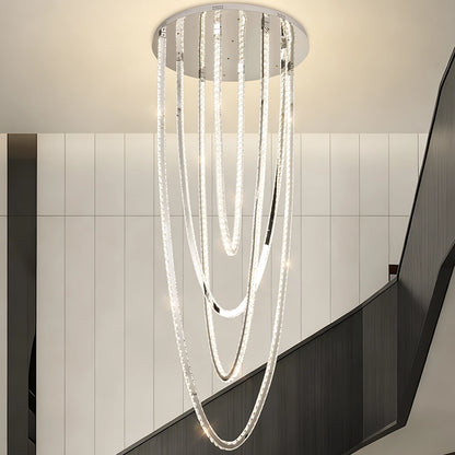 Żyrandol LED CC50303/800CH, średnica 80 cm, wysokość 200 cm, IP20, światło zimne/neutralne/ciepłe, możliwość przyciemniania, srebrny, kryształ, stal