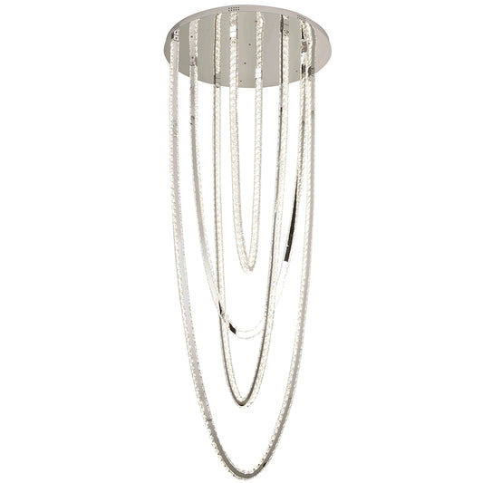 Żyrandol LED CC50303/800CH, średnica 80 cm, wysokość 200 cm, IP20, światło zimne/neutralne/ciepłe, możliwość przyciemniania, srebrny, kryształ, stal