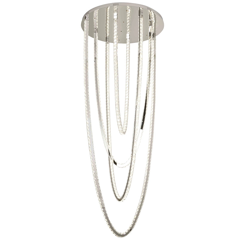 Żyrandol LED CC50303/800CH, średnica 80 cm, wysokość 200 cm, IP20, światło zimne/neutralne/ciepłe, możliwość przyciemniania, srebrny, kryształ, stal