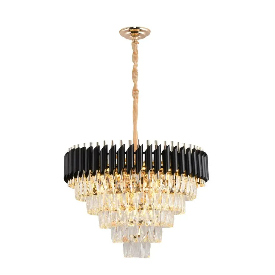 Żyrandol kryształowy VERSAILLES Magno 8xE27, średnica 60 cm, błyszczące złoto i czerń, regulowana wysokość