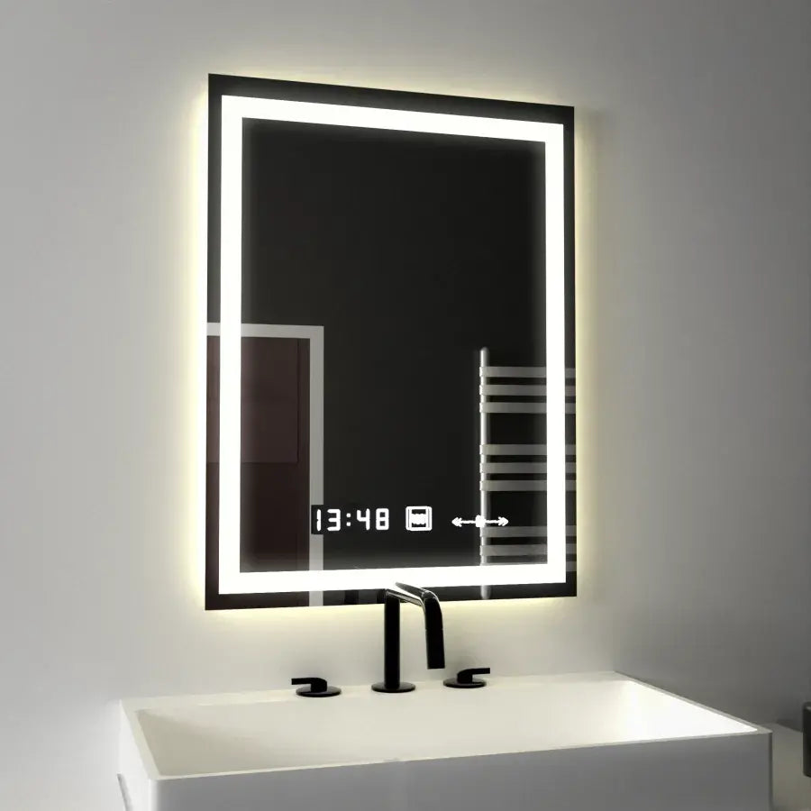Prostokątne lustro LED 45x60cm Verite MotionGlow Marcello Defog System Zegar i termometr Ściemnialny 