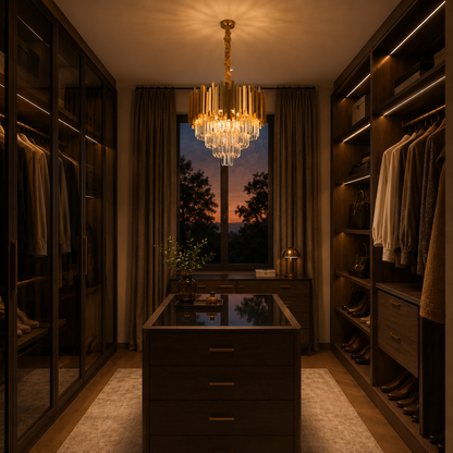 Żyrandol BLOIS Petito, średnica 30cm, 3x E14 błyszczące złoto, regulowana wysokość