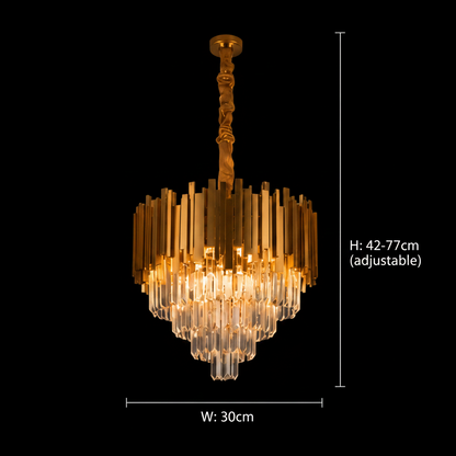 Żyrandol BLOIS Petito, średnica 30cm, 3x E14 błyszczące złoto, regulowana wysokość
