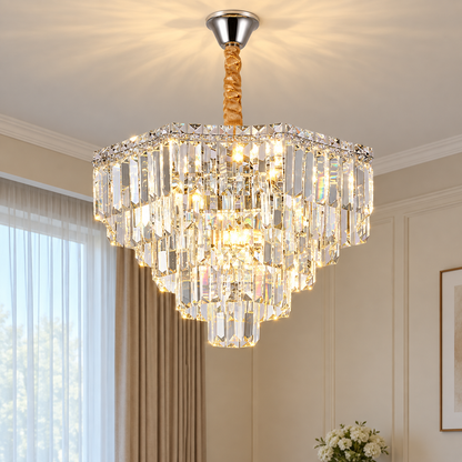 Żyrandol kryształowy ADAMA Magno, 10x E14, średnica 60cm, błyszczący chrom, regulowana wysokość