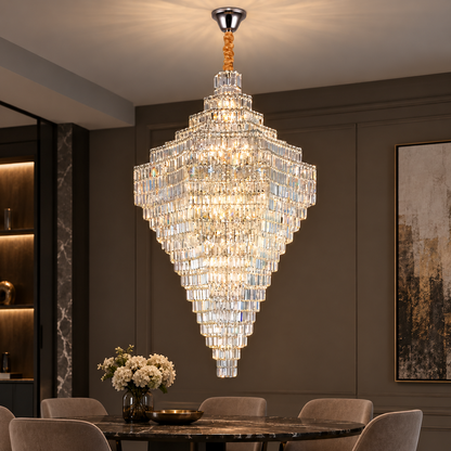 Żyrandol Kryształowy ADAMA Titania, 60x E14, średnica 135cm, Chrom Błyszczący, Regulowana Wysokość