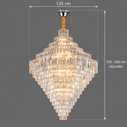 Żyrandol Kryształowy ADAMA Titania, 60x E14, średnica 135cm, Chrom Błyszczący, Regulowana Wysokość