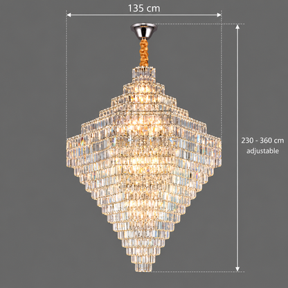 Żyrandol Kryształowy ADAMA Titania, 60x E14, średnica 135cm, Chrom Błyszczący, Regulowana Wysokość