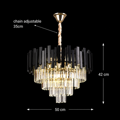 Żyrandol kryształowy BLOIS Eleganza 8xE14, średnica 49 cm, czarny, regulowana wysokość