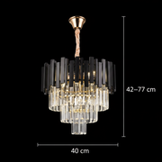 BLOIS Nobile Kryształowy Żyrandol 4xE14, Średnica 40cm, Czarny, Regulowana Wysokość