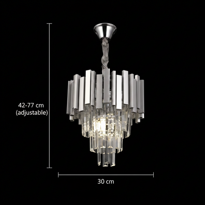 Żyrandol Kryształowy BLOIS Petito 3xE14, średnica 30cm, Srebrny, Regulowana Wysokość