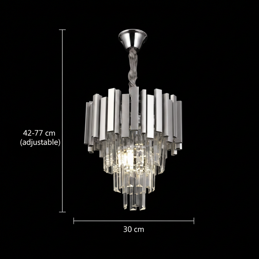Żyrandol Kryształowy BLOIS Petito 3xE14, średnica 30cm, Srebrny, Regulowana Wysokość