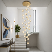 Zawieszany kryształowy żyrandol LED, Justynian, średnica 60 cm, regulowana wysokość, złoty, metal i kryształ