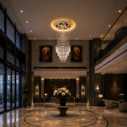 Żyrandol Kryształowy LED 80W AUGUSTA Złoty, średnica 50cm, wysokość 200cm, model drabinkowy
