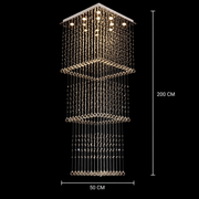 Żyrandol Kryształowy LED 80W PALATINA Złoty, średnica 50cm, wysokość 200cm, model drabinkowy