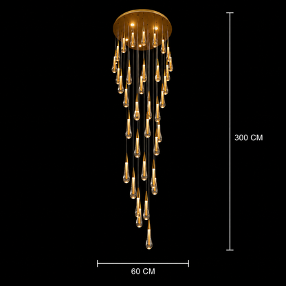 Podwieszany żyrandol kryształowy LED, 39W, Justynian, średnica 60cm, regulowana wysokość, złoty, metal i kryształ
