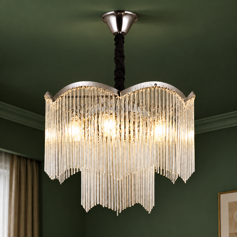 Żyrandol kryształowy MEKELLE Magno, 10x E14, średnica 60cm, metal i kryształ, błyszczący chrom, regulowana wysokość