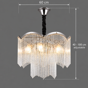 Żyrandol kryształowy MEKELLE Magno, 10x E14, średnica 60cm, metal i kryształ, błyszczący chrom, regulowana wysokość