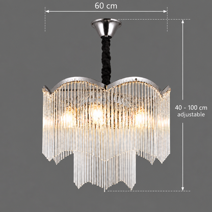 Żyrandol kryształowy MEKELLE Magno, 10x E14, średnica 60cm, metal i kryształ, błyszczący chrom, regulowana wysokość