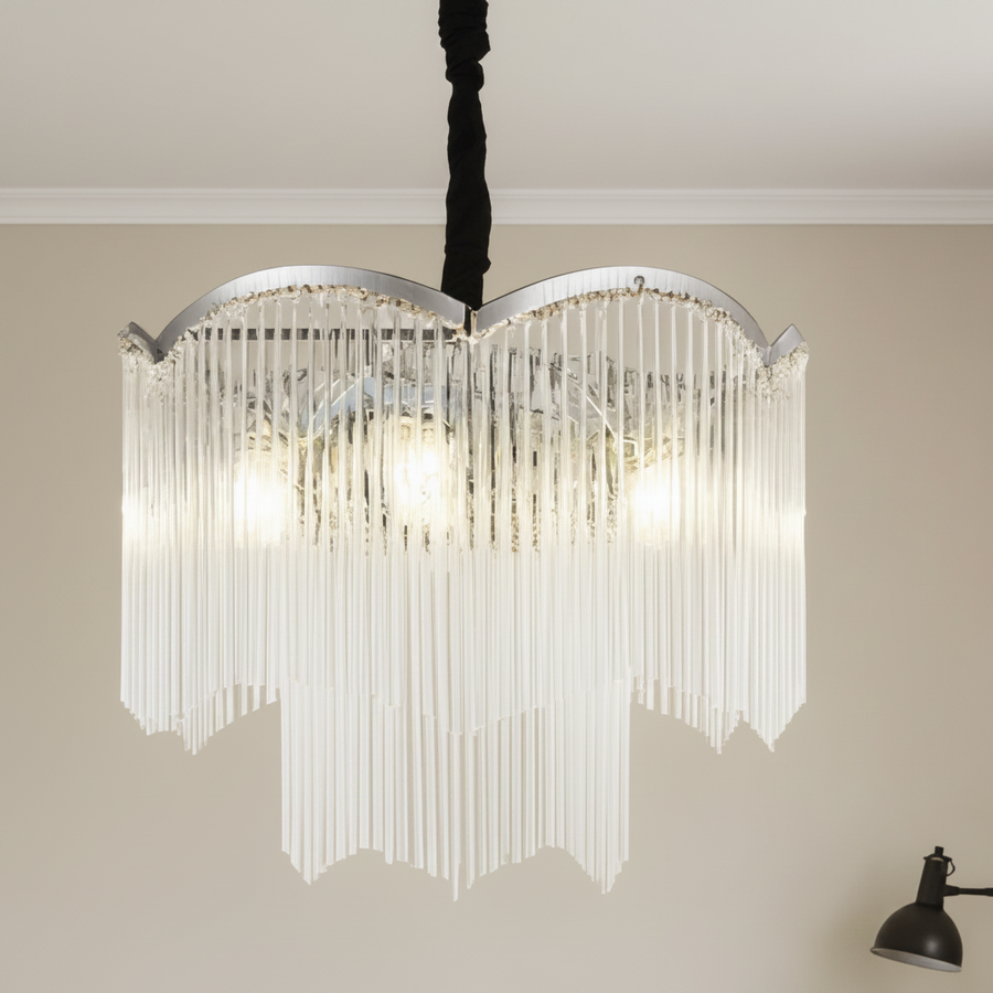 Kryształowy żyrandol MEKELLE Regalis, 18x E14, średnica 80cm, metal i kryształ, błyszczący chrom, regulowana wysokość