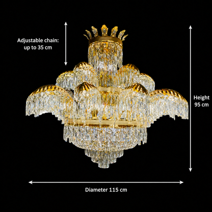Żyrandol kryształowy PALACE Supremo 29xG9, śr.115cm, błyszczące złoto, regulowana wysokość, metalowe i kryształowe żyrandole kryształowe Domyślny tytuł Alessandro Design
