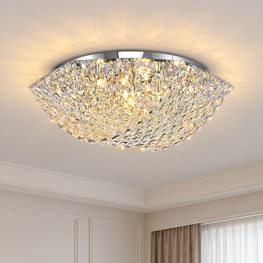 Kryształowy żyrandol QEQERTARSUAQ Regalis, 12x E14, średnica 80cm, metal i kryształ, błyszczący chrom