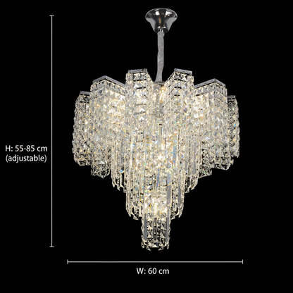 Żyrandol Kryształowy TAGISH Magno 16xE14, średnica 60cm, Metal i Kryształ, Błyszczący Chrom, Regulowana Wysokość