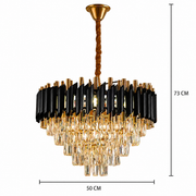 Żyrandol Kryształowy VERSAILLES Eleganza 8x E14, średnica 50cm, Czarny, Błyszczące Złoto, Regulowana Wysokość