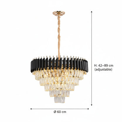 Żyrandol Kryształowy VERSAILLES Magno 8xE14, Średnica 60cm, Czarno-Złoty, Regulowana Wysokość Żyrandole Kryształowe Domyślny Tytuł Alessandro Design