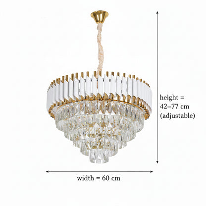 Candelabru Cristal VERSAILLES Magno 8x E14, Diametru 60cm, Auriu Lucios si Alb, Inaltime Reglabila Candelabre Cristal Default Title Alessandro Design
