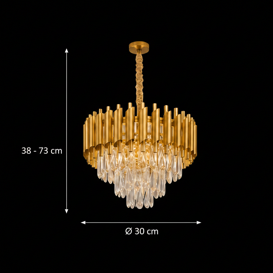 Żyrandol Kryształowy VERSAILLES Nobile 5xE14, średnica 40cm, złoty, regulowana wysokość