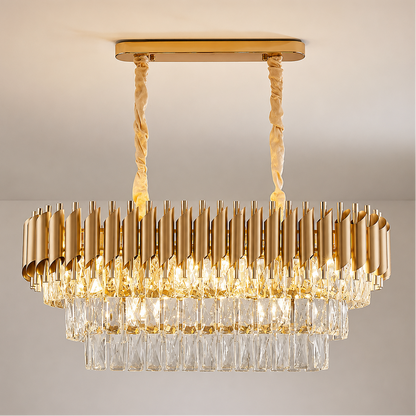 Żyrandol Kryształowy VERSAILLES Regalis 10xE14, średnica 80cm, złoty, regulowana wysokość