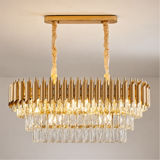 Żyrandol Kryształowy VERSAILLES Regalis 10xE14, średnica 80cm, złoty, regulowana wysokość