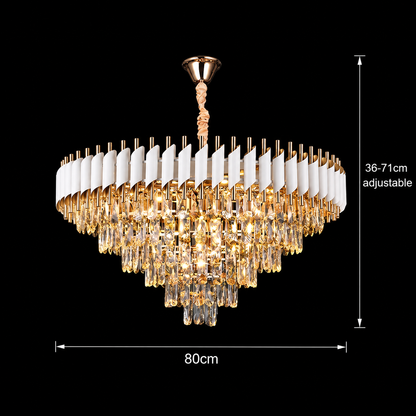 VERSAILLES Supremo Kryształowy Żyrandol 12xE14, Średnica 80cm, Błyszczące Złoto i Biały, Regulowana Wysokość