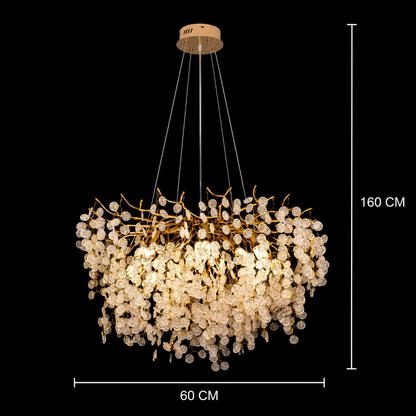 Żyrandol kryształowy WALTZ Serenada, 6xG9, złoty, 60cm, regulowana wysokość