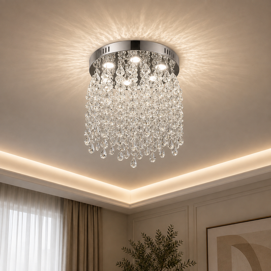 Kryształowy żyrandol LED LLC210/400CH okrągły, 22W, światło chłodne/ciepłe/neutralne, kryształ, błyszczący chrom
