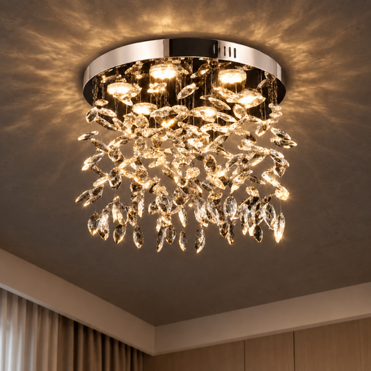 Kryształowy żyrandol LED LLC210/400CH okrągły, 22W, światło chłodne/ciepłe/neutralne, kryształ, błyszczący chrom