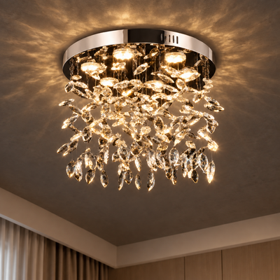 Kryształowy żyrandol LED LLC210/400CH okrągły, 22W, światło chłodne/ciepłe/neutralne, kryształ, błyszczący chrom