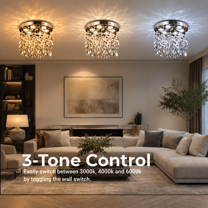 Kryształowy żyrandol LED LLC210/400CH okrągły, 22W, światło chłodne/ciepłe/neutralne, kryształ, błyszczący chrom