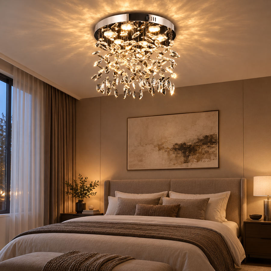 Kryształowy żyrandol LED LLC210/400CH okrągły, 22W, światło chłodne/ciepłe/neutralne, kryształ, błyszczący chrom
