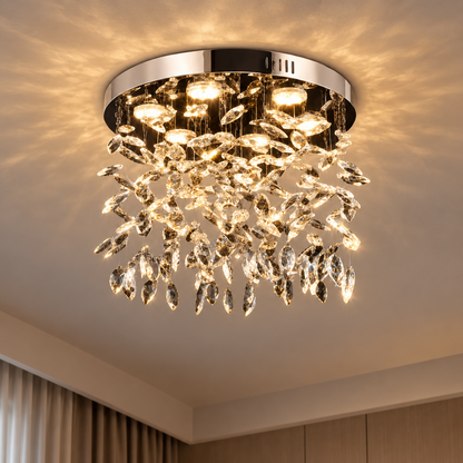 Kryształowy żyrandol LED LLC210/550CH okrągły, 30W, światło zimne/ciepłe/neutralne, kryształ, błyszczący chrom