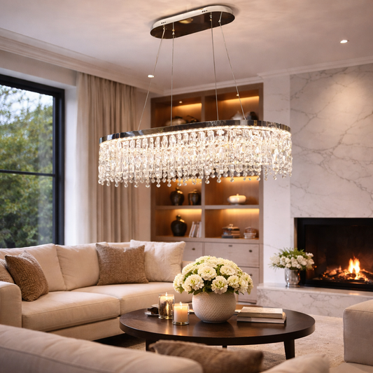Żyrandol LED z pilotem, 114W, ROYALE Imperio, 70x33x120, światło zimne/neutralne/ciepłe, możliwość przyciemniania, srebrny, kryształowy, stal Żyrandole LED z pilotem Domyślny tytuł Alessandro Design