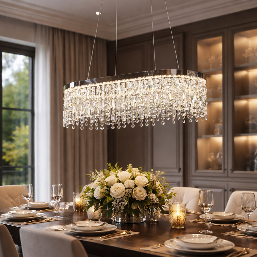 Żyrandol LED z pilotem, 114W, ROYALE Imperio, 70x33x120, światło zimne/neutralne/ciepłe, możliwość przyciemniania, srebrny, kryształowy, stal Żyrandole LED z pilotem Domyślny tytuł Alessandro Design