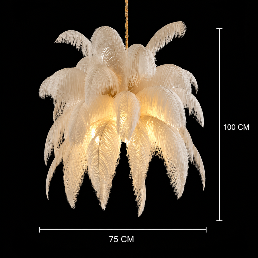 Żyrandol LED Thalios, Pióra 1xE27, 30cm, Kremowy